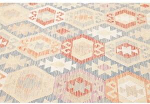 Tappeto Kilim Geometrico Azzurro Terracotta 201x292 Cm
