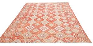 Tappeto Kilim Geometrico Rosso Beige 205x290 Cm