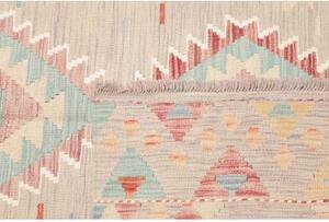 Tappeto Kilim Geometrico Grigio Chiaro Azzurro 142x198 Cm