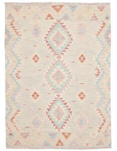 Tappeto Kilim Geometrico Grigio Chiaro Azzurro 142x198 Cm