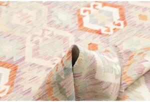Tappeto Kilim Geometrico Celeste Beige 150x197 Cm