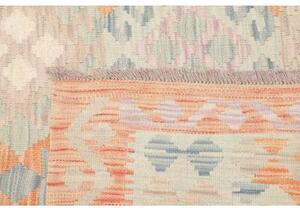 Tappeto Kilim Geometrico Arancione Chiaro Beige 144x204 Cm