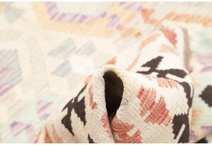 Tappeto Kilim Geometrico Avorio Marrone Scuro 150x196 Cm