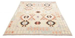 Tappeto Kilim Geometrico Avorio Grigio Chiaro 149x201 Cm