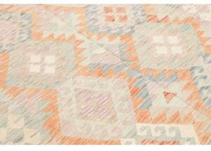 Tappeto Kilim Geometrico Arancione Chiaro Beige 144x204 Cm