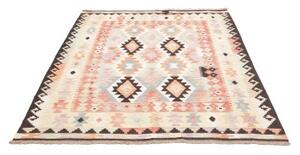 Tappeto Kilim Geometrico Beige Marrone Scuro 153x200 Cm