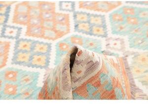 Tappeto Kilim Stilizzato Arancione Chiaro Azzurro 154x203 Cm