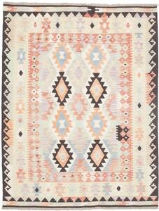 Tappeto Kilim Geometrico Beige Marrone Scuro 153x200 Cm