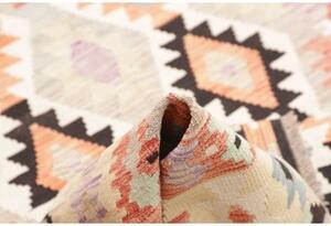 Tappeto Kilim Geometrico Beige Marrone Scuro 153x200 Cm
