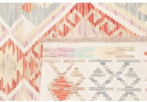 Tappeto Kilim Geometrico Avorio Azzurro 157x198 Cm