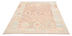 Tappeto Kilim Geometrico Beige Rosso Mattone 148x192 Cm