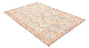 Tappeto Kilim Geometrico Arancione Chiaro Beige 144x204 Cm