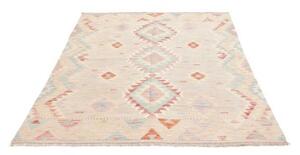 Tappeto Kilim Geometrico Grigio Chiaro Azzurro 142x198 Cm