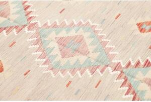 Tappeto Kilim Geometrico Grigio Chiaro Azzurro 142x198 Cm