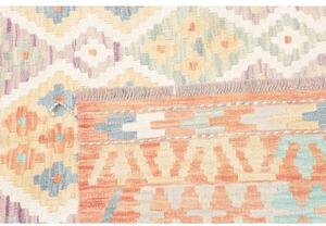 Tappeto Kilim Stilizzato Arancione Chiaro Azzurro 154x203 Cm