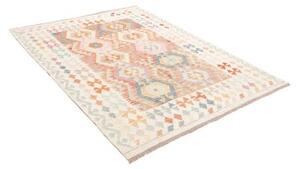 Tappeto Kilim Geometrico Avorio Arancione 157x201 Cm