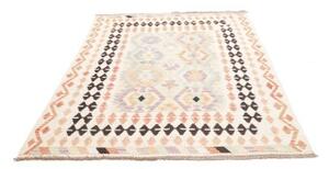 Tappeto Kilim Geometrico Avorio Marrone Scuro 150x196 Cm