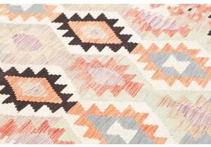 Tappeto Kilim Geometrico Beige Marrone Scuro 153x200 Cm