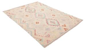Tappeto Kilim Geometrico Grigio Chiaro Azzurro 142x198 Cm
