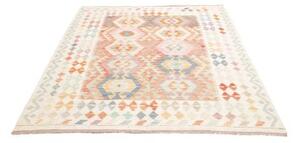Tappeto Kilim Geometrico Avorio Arancione 157x201 Cm