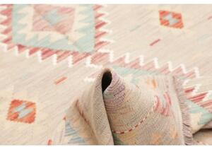 Tappeto Kilim Geometrico Grigio Chiaro Azzurro 142x198 Cm