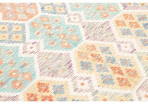 Tappeto Kilim Stilizzato Arancione Chiaro Azzurro 154x203 Cm