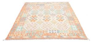 Tappeto Kilim Stilizzato Arancione Chiaro Azzurro 154x203 Cm