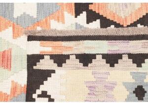 Tappeto Kilim Geometrico Beige Marrone Scuro 153x200 Cm
