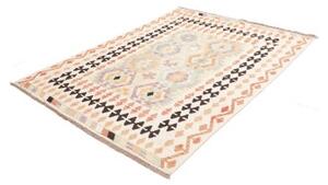 Tappeto Kilim Geometrico Avorio Marrone Scuro 150x196 Cm