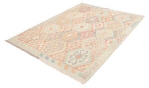 Tappeto Kilim Geometrico Beige Azzurro 152x200 Cm