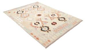 Tappeto Kilim Geometrico Avorio Grigio Chiaro 149x201 Cm