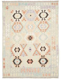 Tappeto Kilim Geometrico Avorio Grigio Chiaro 149x201 Cm