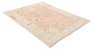 Tappeto Kilim Geometrico Beige Rosso Mattone 148x192 Cm