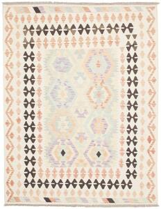 Tappeto Kilim Geometrico Avorio Marrone Scuro 150x196 Cm