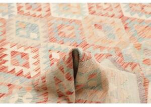 Tappeto Kilim Geometrico Beige Rosso Corallo 253x347 Cm