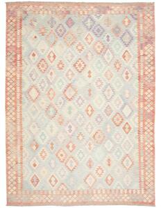 Tappeto Kilim Geometrico Azzurro Chiaro Terracotta 255x345 Cm