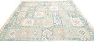 Tappeto Kilim Geometrico Azzurro Avorio 245x306 Cm