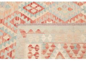 Tappeto Kilim Geometrico Beige Rosso Corallo 253x347 Cm