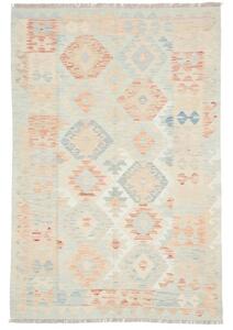 Tappeto Kilim Geometrico Beige Azzurro 122x179 Cm