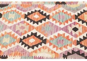 Tappeto Kilim Geometrico Beige Arancione 131x177 Cm