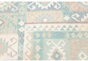 Tappeto Kilim Geometrico Azzurro Avorio 245x306 Cm