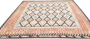 Tappeto Kilim Geometrico Marrone Scuro Ruggine 262x290 Cm