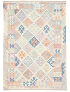 Tappeto Kilim Stilizzato Beige Azzurro 126x174 Cm