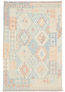 Tappeto Kilim Geometrico Celeste Beige 125x183 Cm
