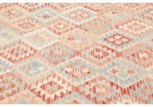 Tappeto Kilim Geometrico Beige Rosso Corallo 253x347 Cm