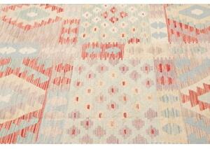 Tappeto Kilim Geometrico Avorio Rosso Mattone 248x350 Cm
