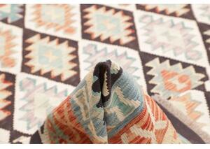 Tappeto Kilim Geometrico Marrone Scuro Ruggine 262x290 Cm