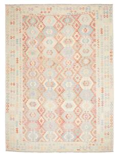 Tappeto Kilim Geometrico Avorio Rosso Mattone 257x345 Cm