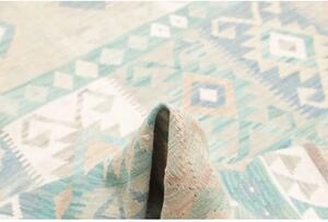 Tappeto Kilim Geometrico Azzurro Avorio 245x306 Cm