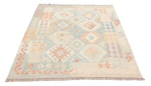 Tappeto Kilim Geometrico Celeste Beige 125x183 Cm